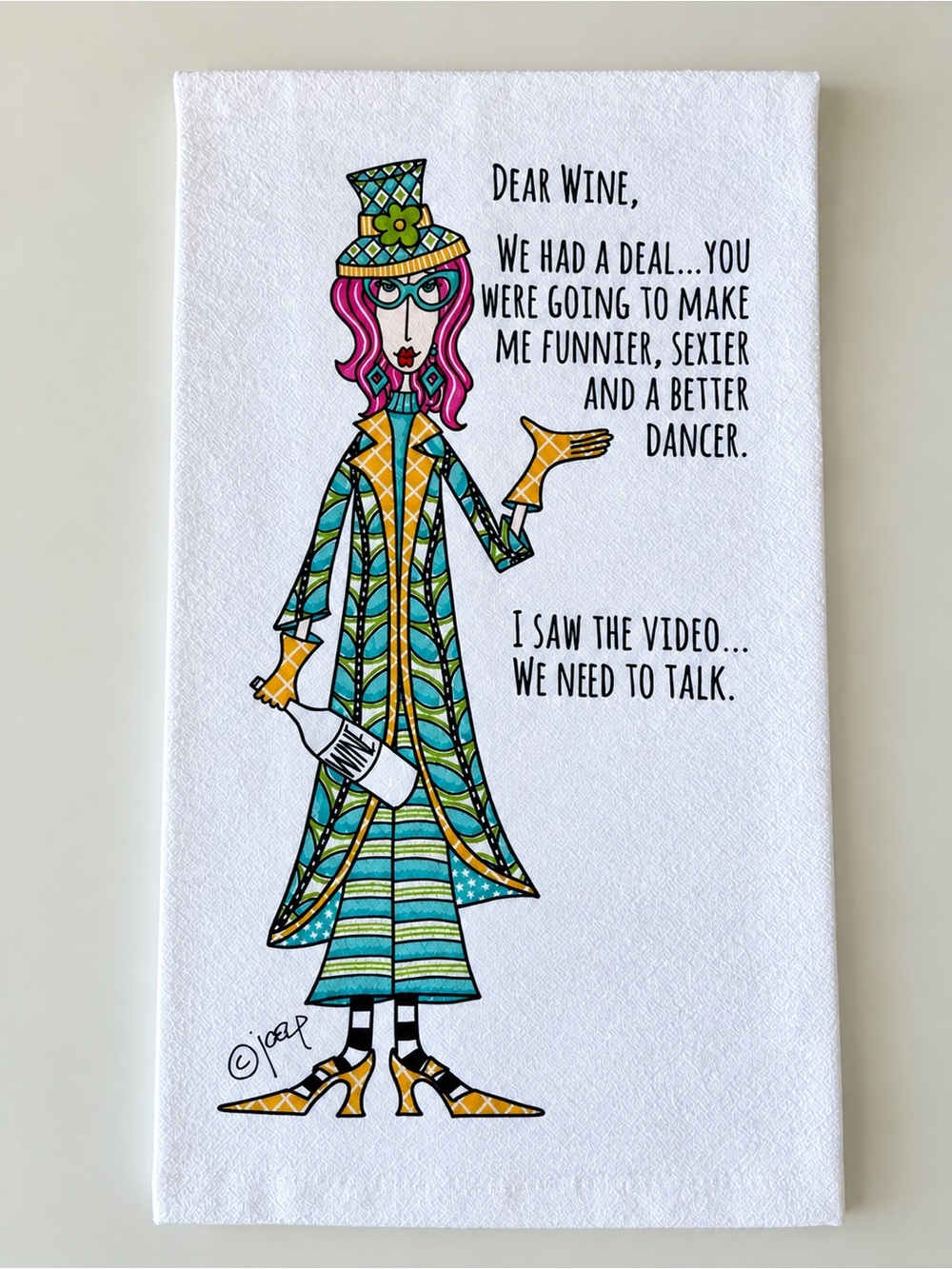 Funny Wine Quote Tea Towel-NWOT